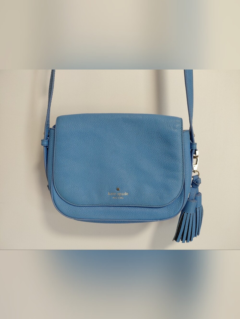 kate spade New York Blue Pebbled Leather Crossbody Bag With Tassel